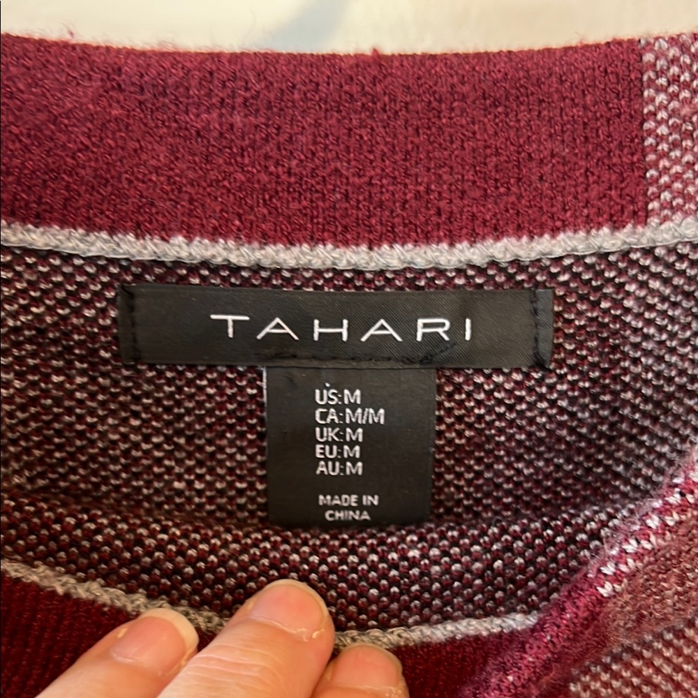 Tahari High Neck Sweater - Burgundy, Gray, Black - Picture 2 of 4